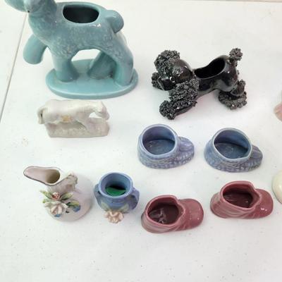 Collection of Small Planters Lamb Sheep Shoes Poodle some Occupied Japan