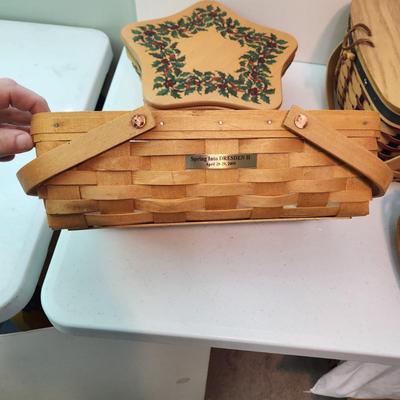 4 Longaberger Baskets Spring into Dresden II 2000, Women Memories Basket , Holiday Star with Liner & bowl