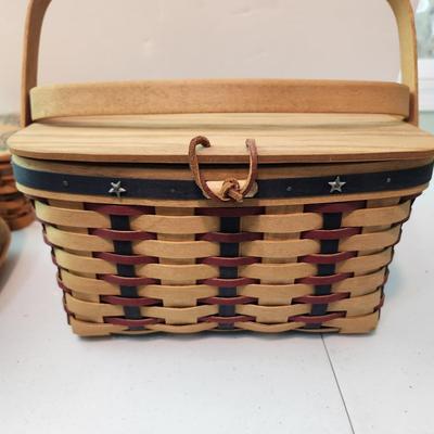 4 Longaberger Baskets Spring into Dresden II 2000, Women Memories Basket , Holiday Star with Liner & bowl