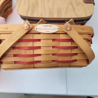 4 Longaberger Baskets Spring into Dresden II 2000, Women Memories Basket , Holiday Star with Liner & bowl