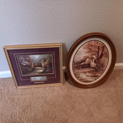 THOMAS KINKADE "VICTORIAN GARDEN" AND AN OVAL PICTURE