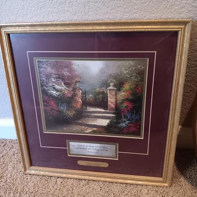 THOMAS KINKADE "VICTORIAN GARDEN" AND AN OVAL PICTURE