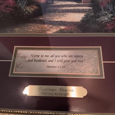THOMAS KINKADE "VICTORIAN GARDEN" AND AN OVAL PICTURE