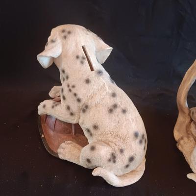 2 PLASTIC PUPPY COIN BANKS