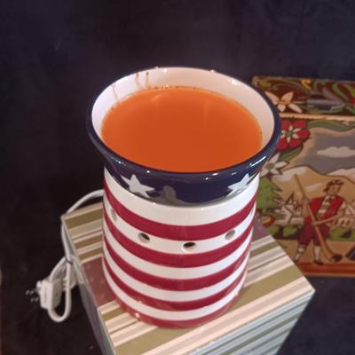 GERMAN WOODEN BOX AND A SCENTSY CANDLE WARMER