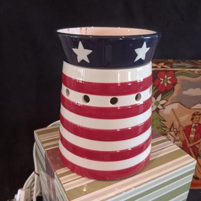 GERMAN WOODEN BOX AND A SCENTSY CANDLE WARMER