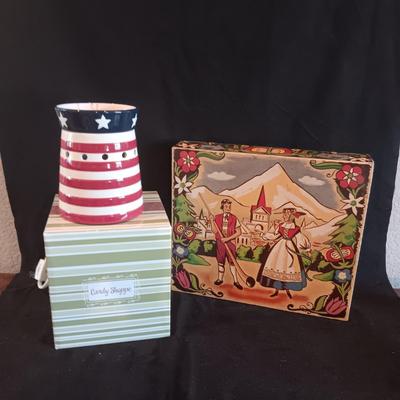 GERMAN WOODEN BOX AND A SCENTSY CANDLE WARMER