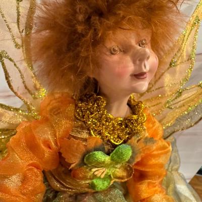 Halloween Collection: 4 Skeleton Plastic Goblets, 2 Woodland Fairy Dolls, 1 Bobble Head & a Pumpkin Necklace