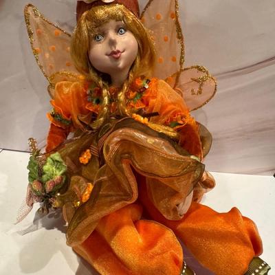 Halloween Collection: 4 Skeleton Plastic Goblets, 2 Woodland Fairy Dolls, 1 Bobble Head & a Pumpkin Necklace