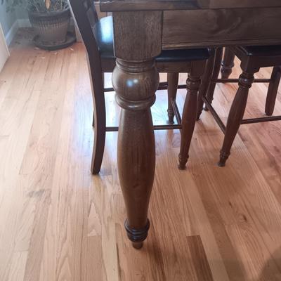 VERY NICE COUNTER HEIGHT DINING TABLE W/BUTTERFLY LEAF AND 8 CHAIRS