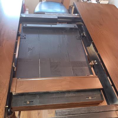 VERY NICE COUNTER HEIGHT DINING TABLE W/BUTTERFLY LEAF AND 8 CHAIRS