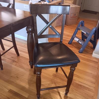 VERY NICE COUNTER HEIGHT DINING TABLE W/BUTTERFLY LEAF AND 8 CHAIRS
