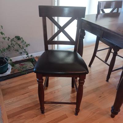 VERY NICE COUNTER HEIGHT DINING TABLE W/BUTTERFLY LEAF AND 8 CHAIRS