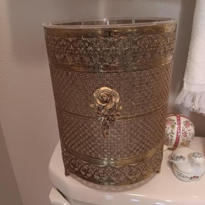 GUEST TOWELS, GOLD-TONE METAL WASTE CAN AND MORE