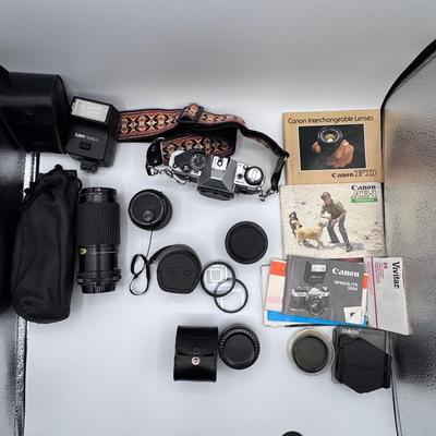 Vintage Canon AE-1 Program Camera with Multiple Lenses/Attachments