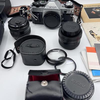 Vintage Canon AE-1 Program Camera with Multiple Lenses/Attachments