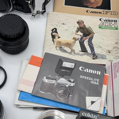 Vintage Canon AE-1 Program Camera with Multiple Lenses/Attachments