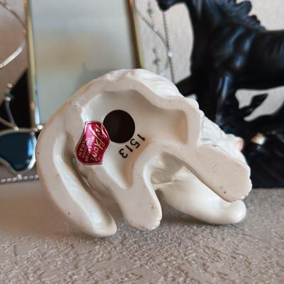 LEFTON CAT, HANDCRAFTED CERAMIC HORSE AND A GLASS FRAME