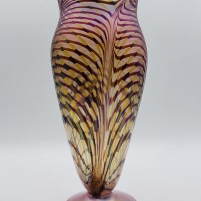Signed Rick Strini Hand-Blown Pulled-Feather Vase, 1995 — Collectible Studio Glass