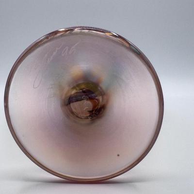 Signed Rick Strini Hand-Blown Pulled-Feather Vase, 1995 — Collectible Studio Glass