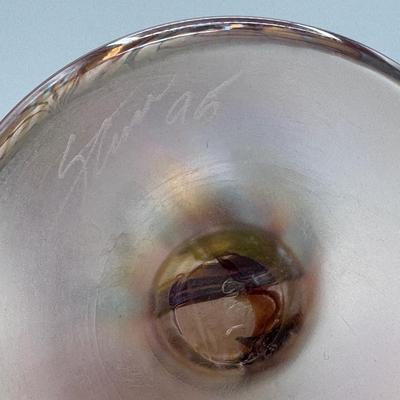 Signed Rick Strini Hand-Blown Pulled-Feather Vase, 1995 — Collectible Studio Glass