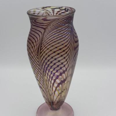 Signed Rick Strini Hand-Blown Pulled-Feather Vase, 1995 — Collectible Studio Glass