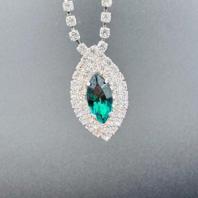 Vintage Green Rhinestone Crystal Adjustable Necklace