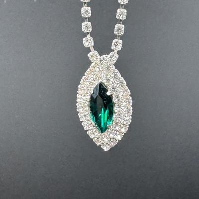 Vintage Green Rhinestone Crystal Adjustable Necklace