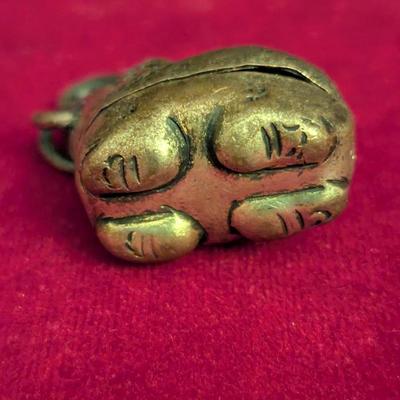 Vintage Etched Metal Elephant Lidded Incense Trinket Box #65