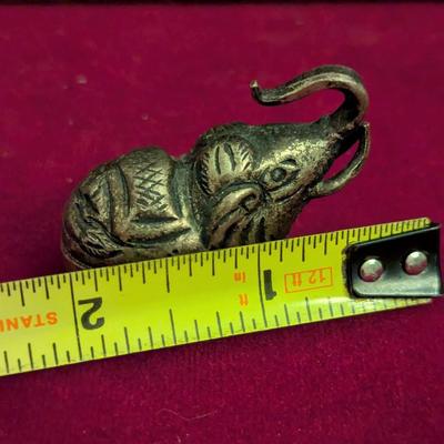 Vintage Etched Metal Elephant Lidded Incense Trinket Box #65