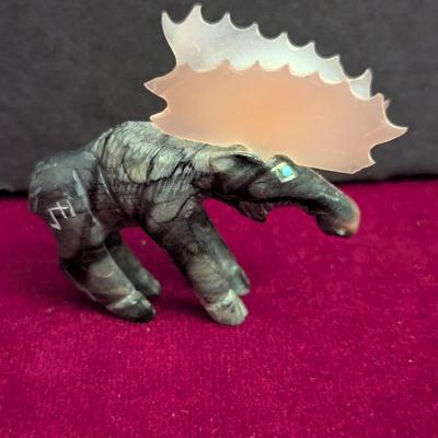 Hand Carved Moose Statue Signed #66