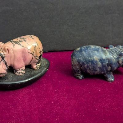 Hand Carved Stone Hippos #79