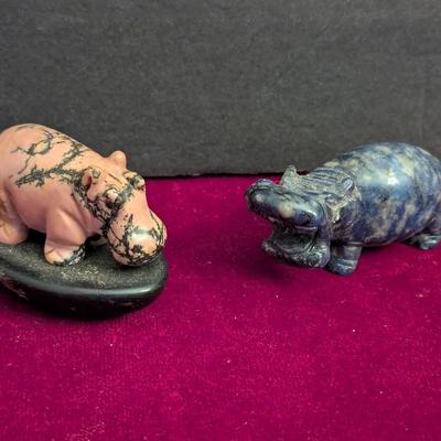 Hand Carved Stone Hippos #79