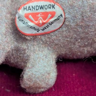 Vintage Wagner Kunstlerschutz Flocked Hippo Figure Handwork West Germany #80