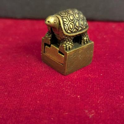 Chinese Brass Copper Animal Turtle Statue Seal Stamp Signet #85