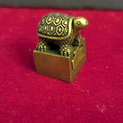 Chinese Brass Copper Animal Turtle Statue Seal Stamp Signet #85