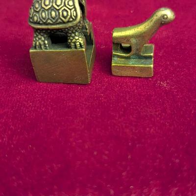 Chinese Brass Copper Animal Turtle Statue Seal Stamp Signet #85
