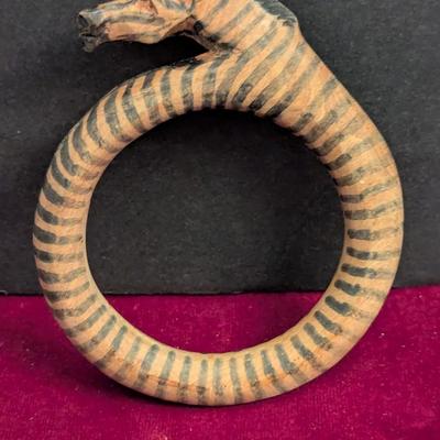 Zebra Arm Bangle Bracelet Hand Carved Artisan Wood #92
