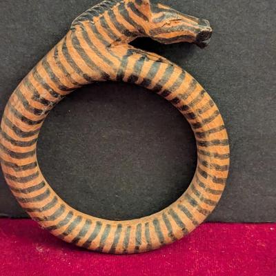 Zebra Arm Bangle Bracelet Hand Carved Artisan Wood #92