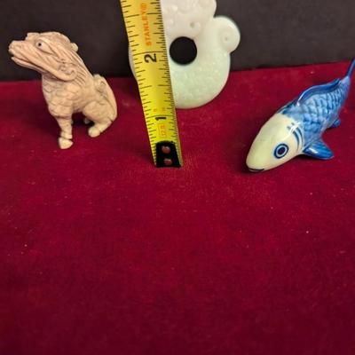 Jade Hand Carved Statue Of Dragon & Rhino Hand Carved Gemstone #93