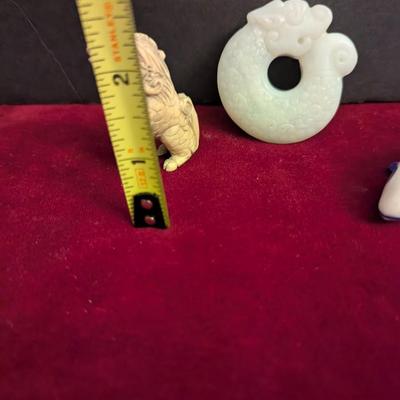 Jade Hand Carved Statue Of Dragon & Rhino Hand Carved Gemstone #93