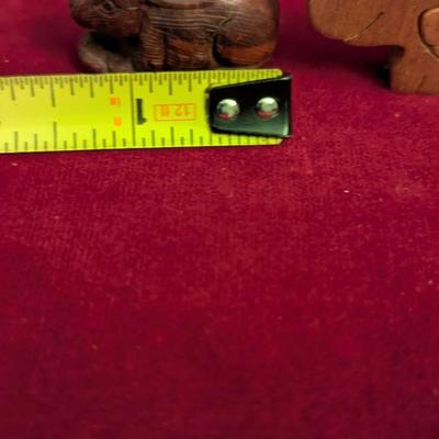 Hand Carved Boxwood Netsuke Rabbit & Momma Elephant With Baby #99