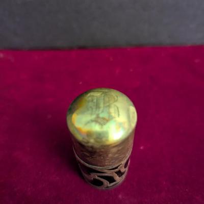 Vintage Glass Perfume Bottle Emerald Green Sterling Silver Overlay #106