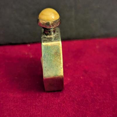 Sterling Silver Mexico Encased Glass Scent Perfume Bottle #109