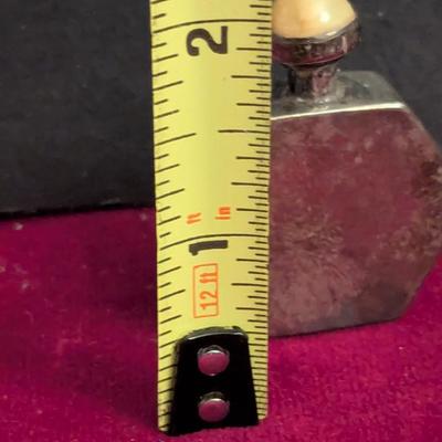 Sterling Silver Mexico Encased Glass Scent Perfume Bottle #109