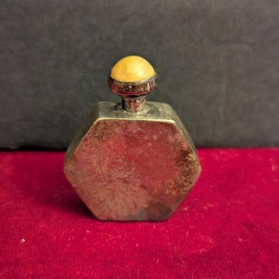 Sterling Silver Mexico Encased Glass Scent Perfume Bottle #109