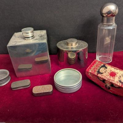 British Nobleman Pewter Ware Made By Craftsmen Sheffield England Hip Flask - Perfume Bottles - Pill Boxes #114