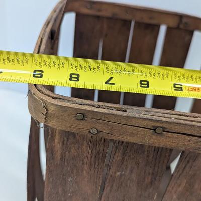 Antique Oak Splint Basket Rectangle Swing Handle Possibly 1800's