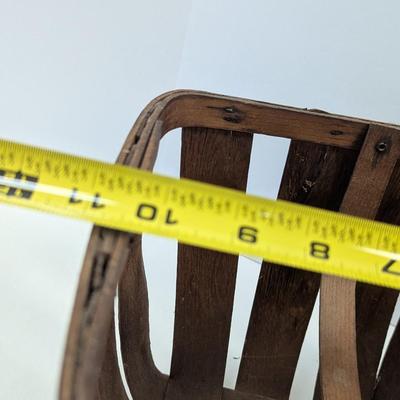 Antique Oak Splint Basket Rectangle Swing Handle Possibly 1800's