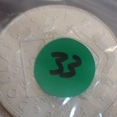 Set of Two 1966 Elizabeth II Bahama Islands $5 Silver Coins Circulated 39 grams Each Coin (#33)